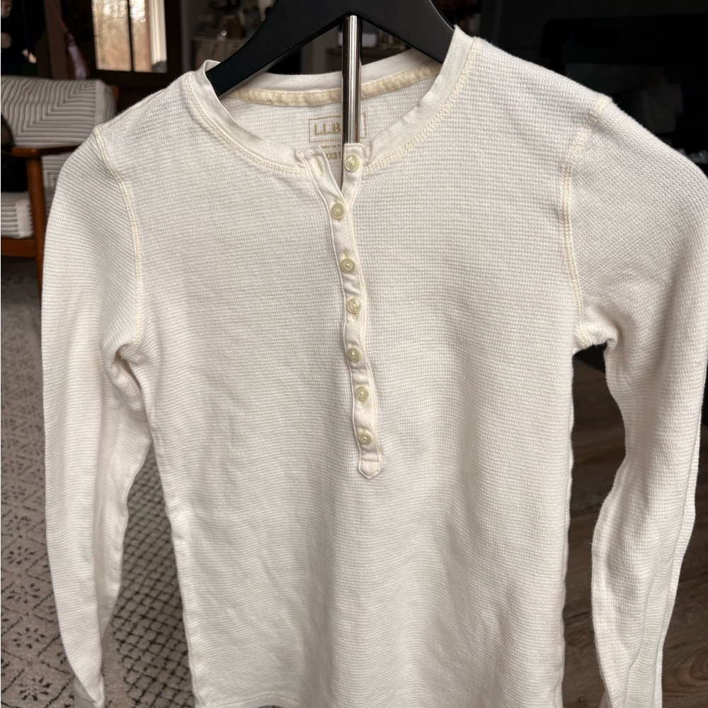L.L. Bean Women's Cream Long Sleeve Henley